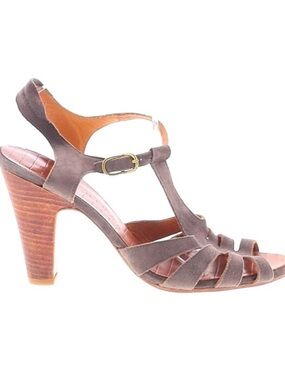 Chie Mihara Brown Suede T-Strap High Heel Sandals